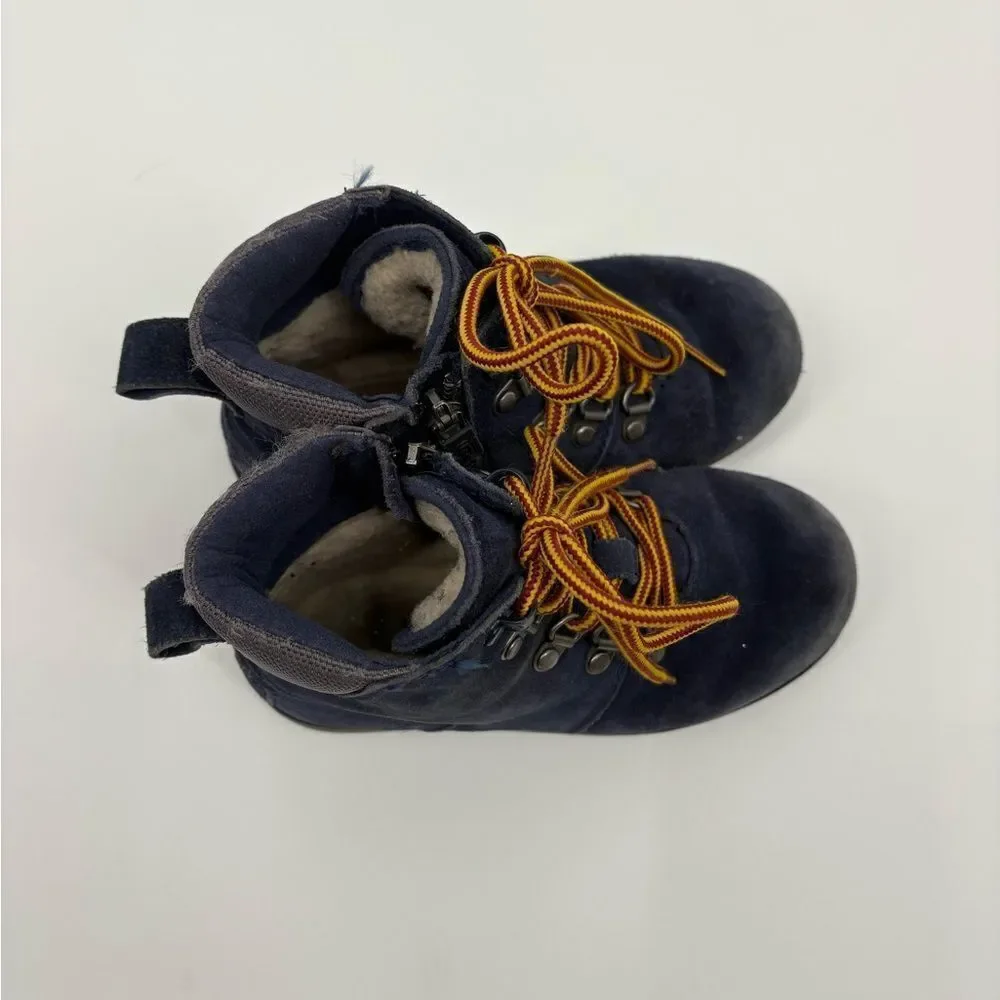 UGG K Hilmar Kids Blue Suede Lace Up 3M Thinsulate Winter Boots Sz 11